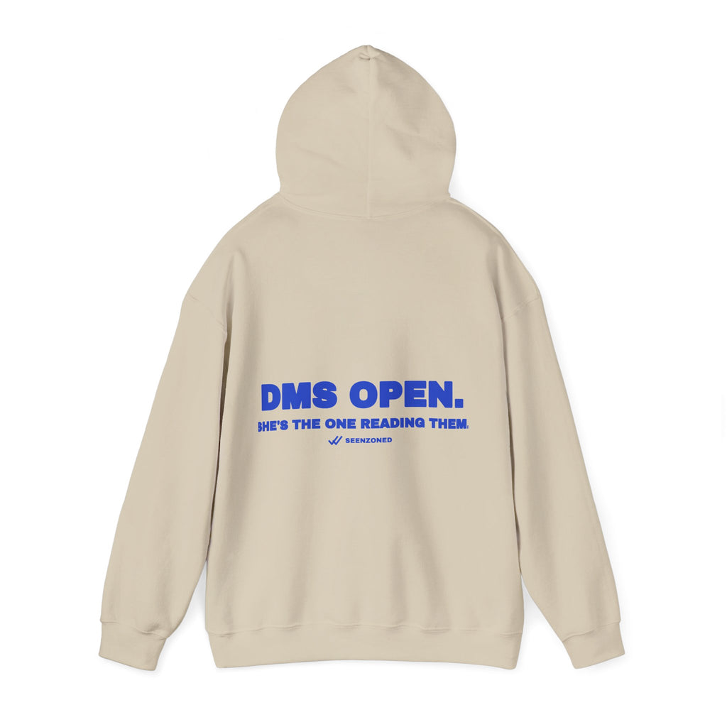 DMs open. She's the one reading them. Hoodie · Cobalt