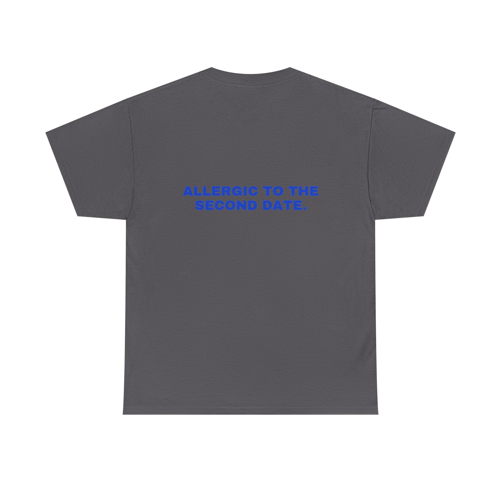 Allergic to the second date. Cobalt print (dark)