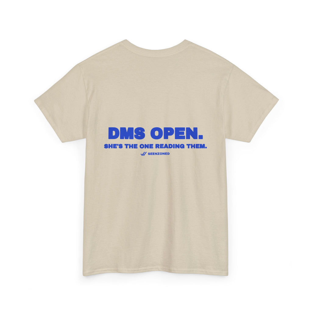 DMs open. She's the one reading them. Tee · Cobalt
