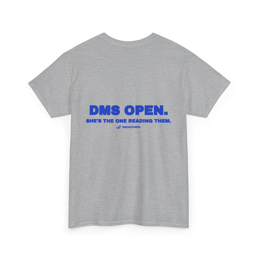 DMs open. She's the one reading them. Tee · Cobalt
