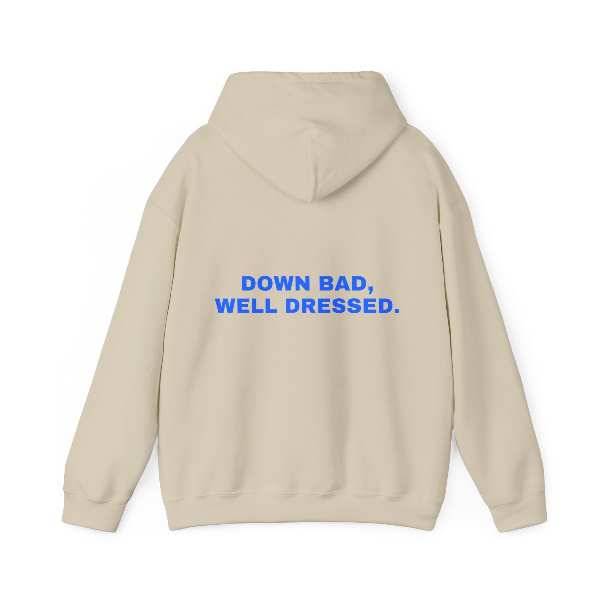Down bad, well dressed. Statement Hoodie - Funny Flirty Dating Gift, Gen-Z Read-Receipt Humor | Seen Zoned