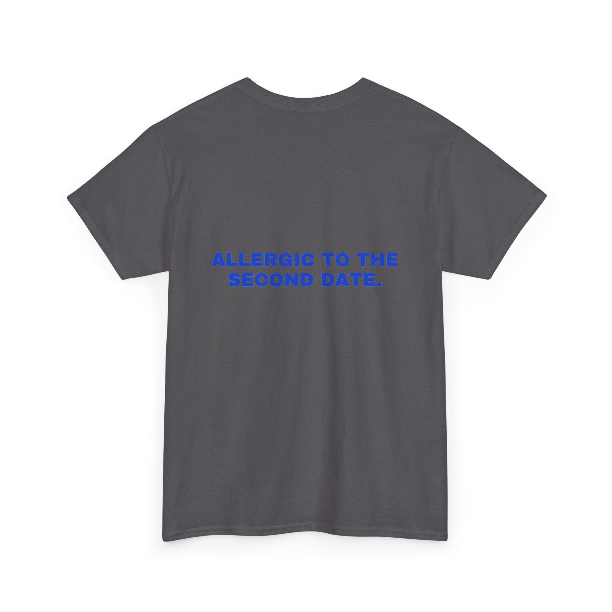 Allergic to the second date. Cobalt print (dark)