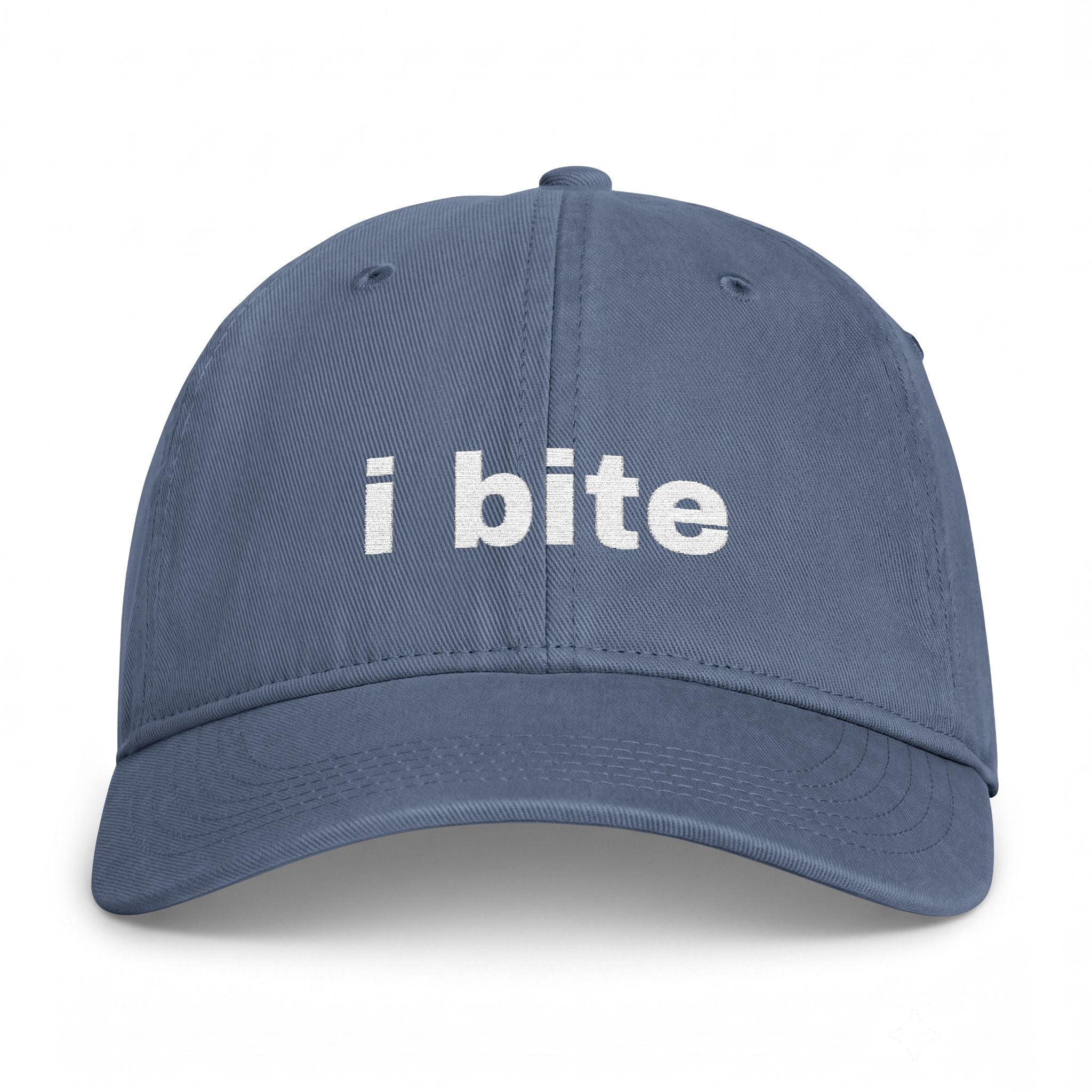 I Bite Embroidered Cap - Comfort Colors Garment-Washed Dad Hat | Seen Zoned