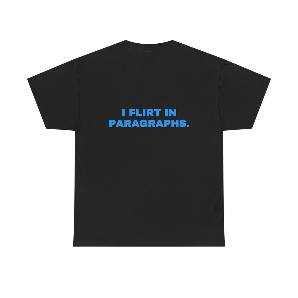 I flirt in paragraphs. Sky print (dark)