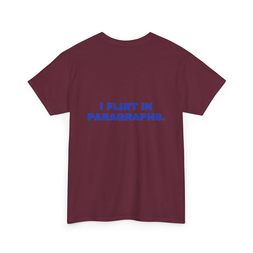 I flirt in paragraphs. Cobalt print (dark)