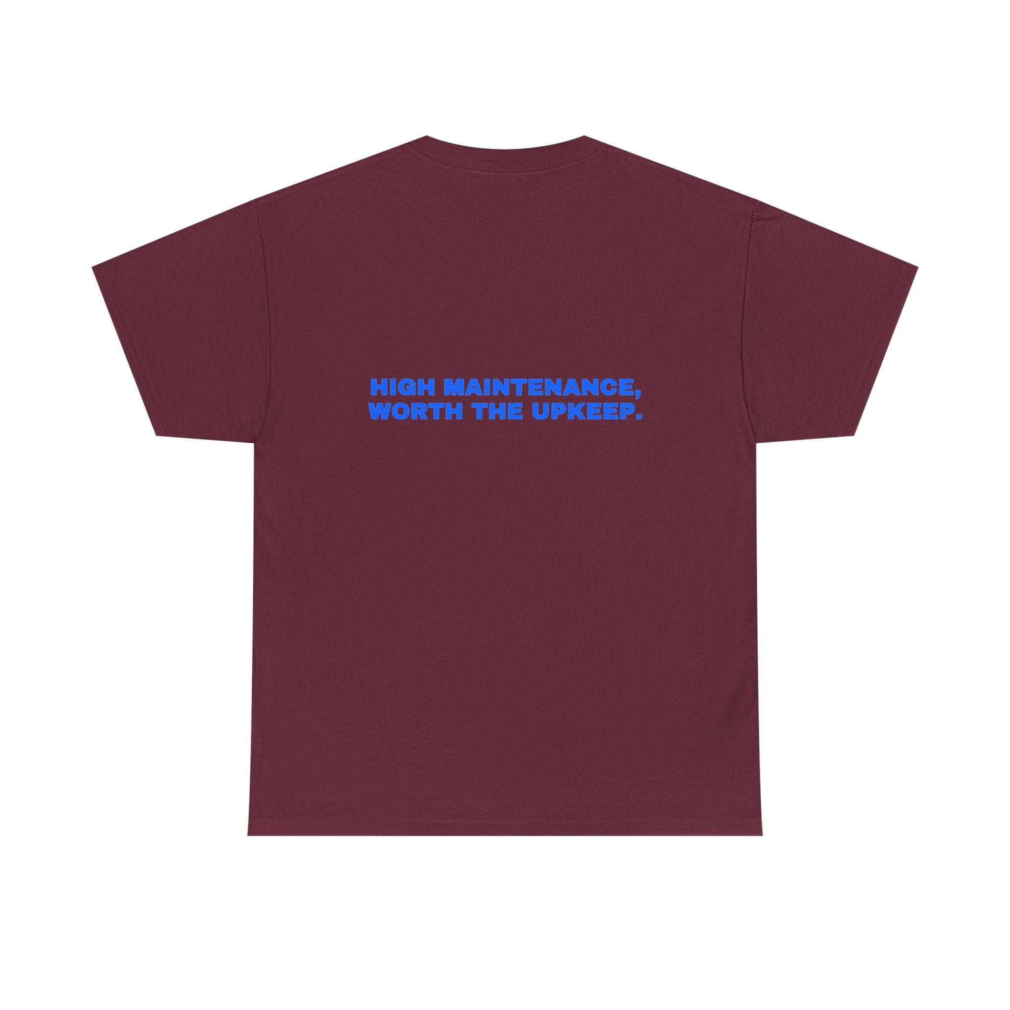 High maintenance, worth the upkeep. Royal print (dark)
