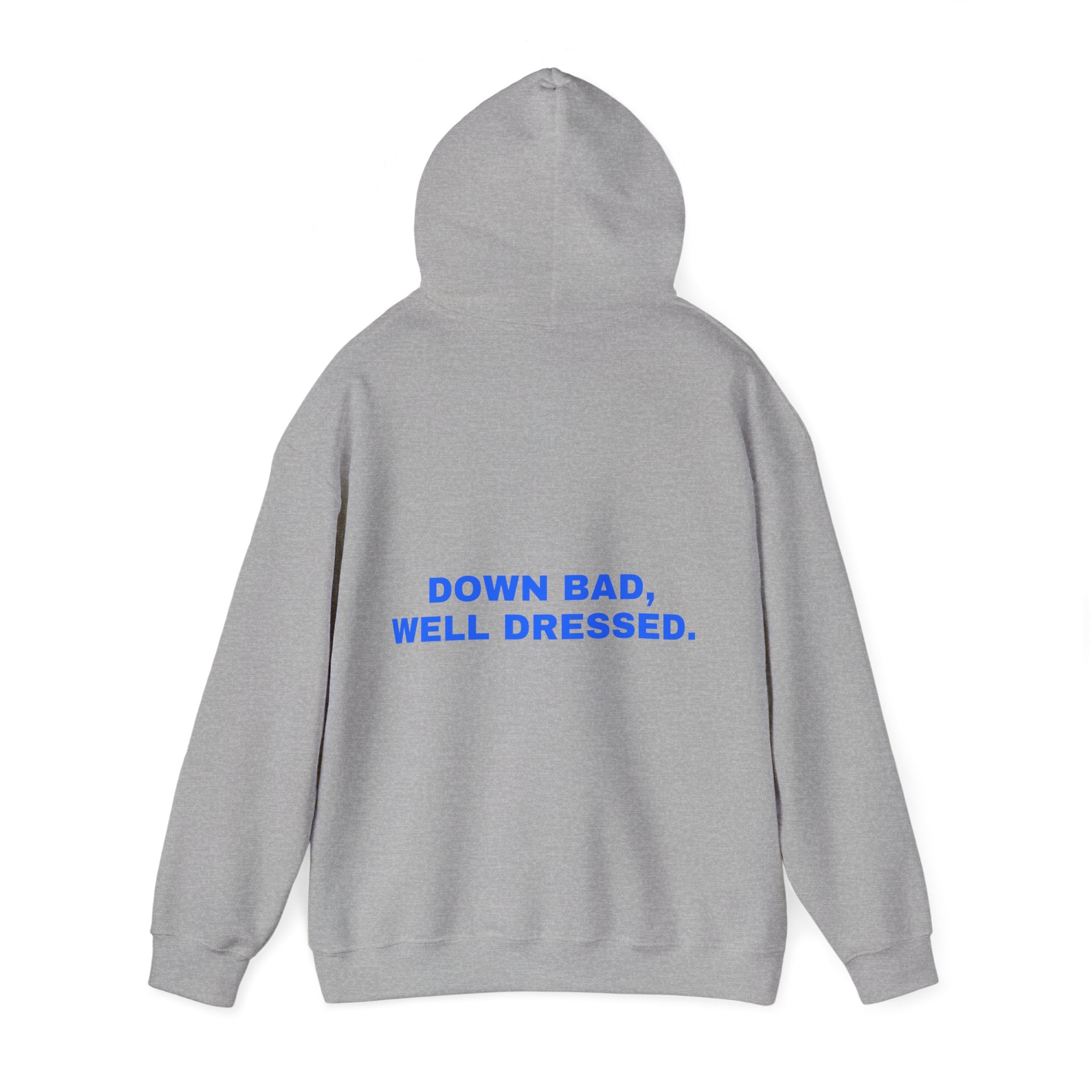 Down bad, well dressed. Statement Hoodie - Funny Flirty Dating Gift, Gen-Z Read-Receipt Humor | Seen Zoned