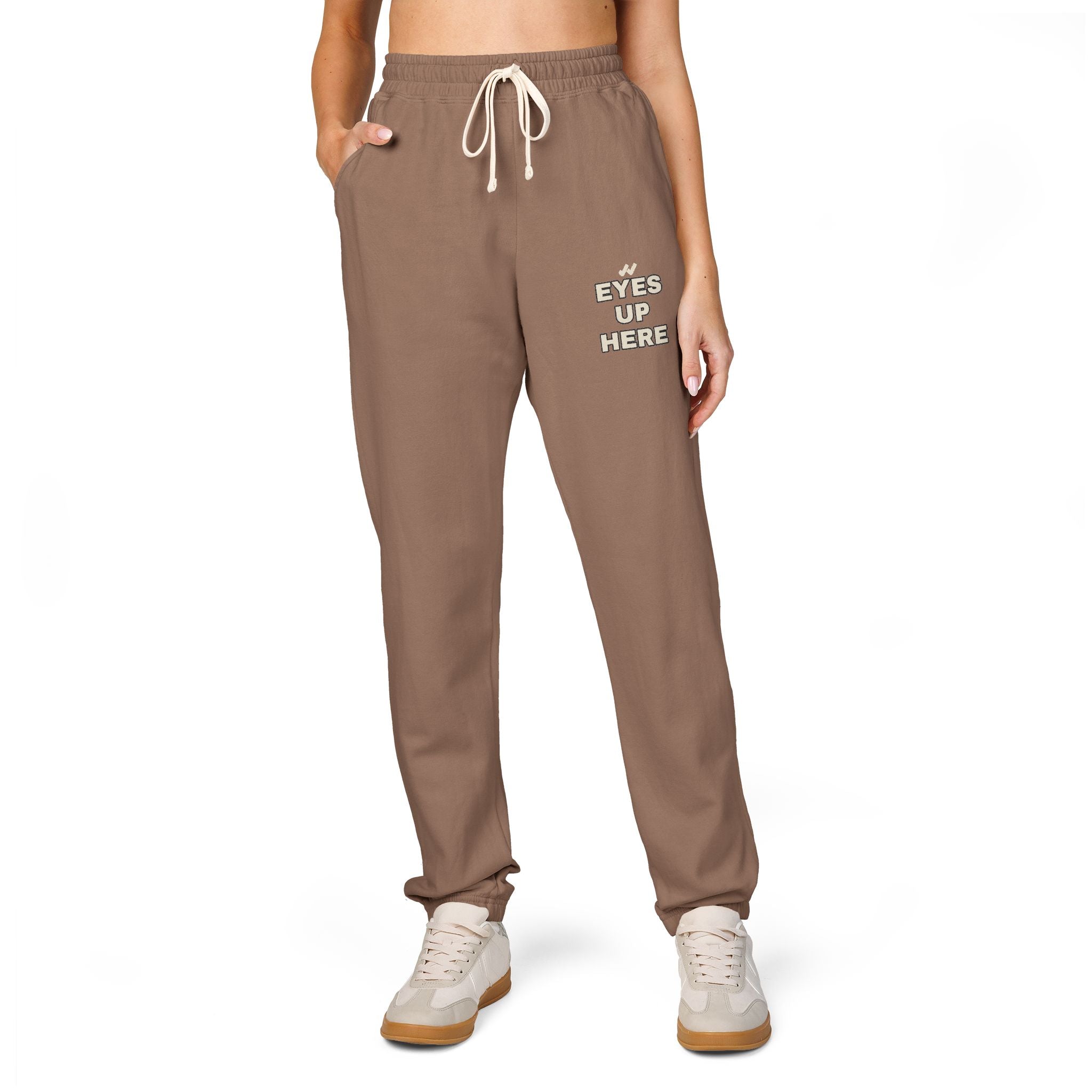 Eyes Up Here Sweatpants - Comfort Colors Garment-Dyed Fleece, Funny Flirty Joggers | Seen Zoned