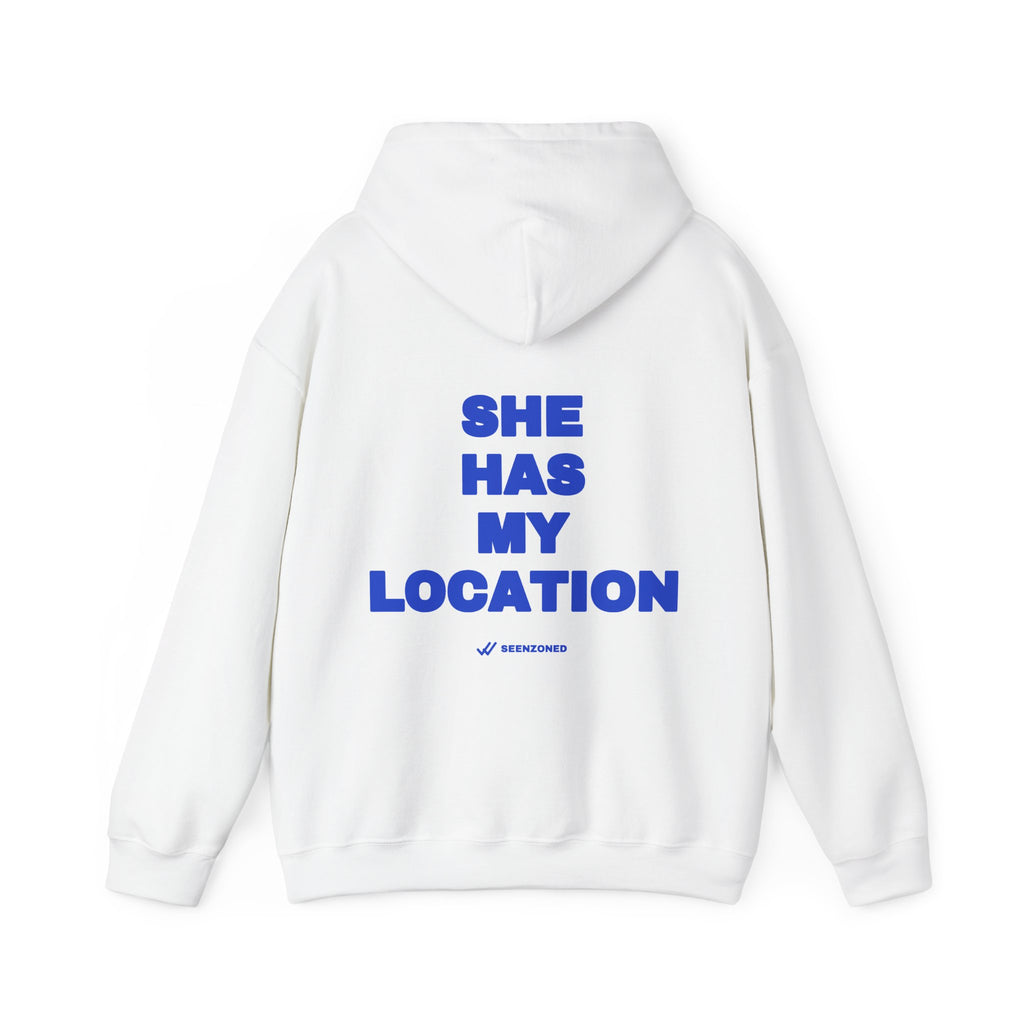 She has my location. Hoodie · Cobalt