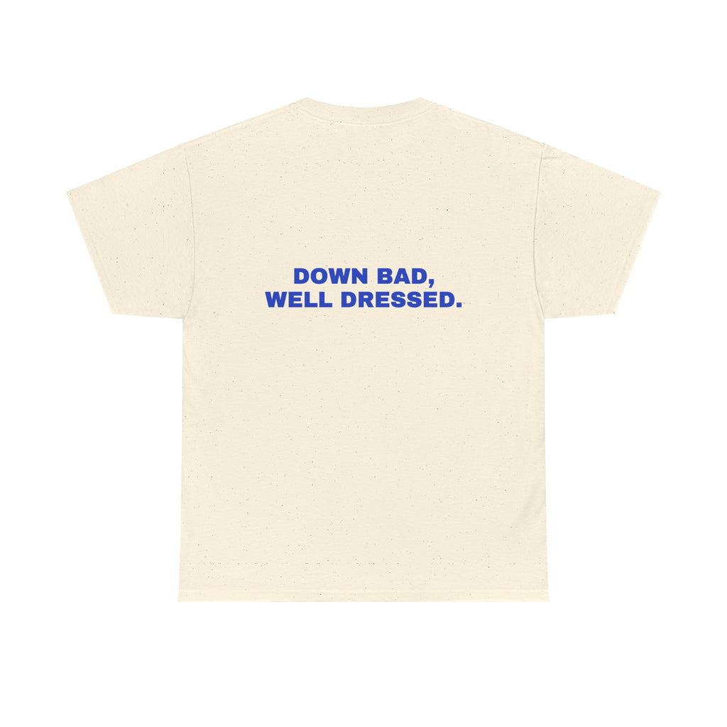 Down bad, well dressed. Cobalt print