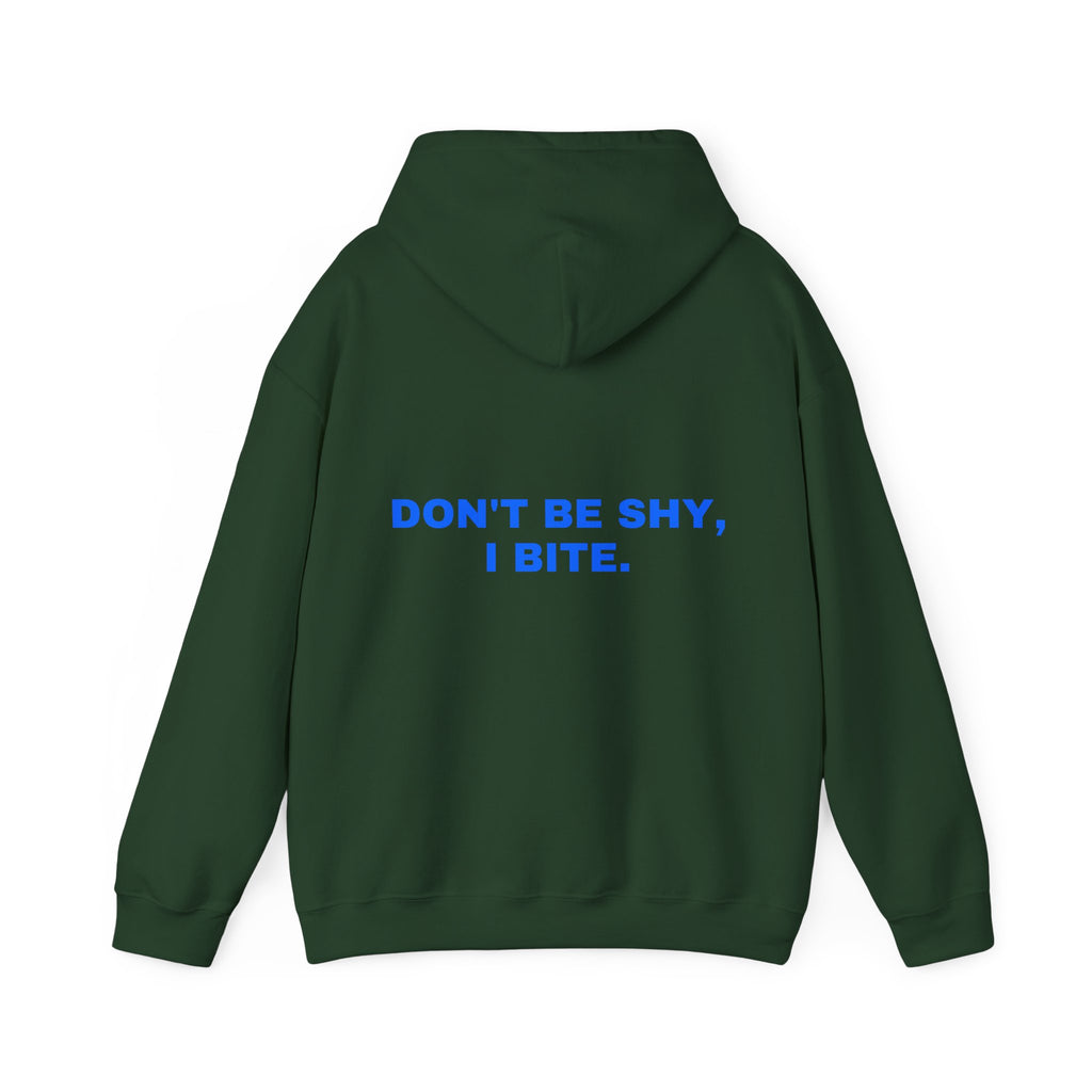 Don't be shy, I bite. Statement Hoodie - Funny Flirty Dating Gift, Gen-Z Read-Receipt Humor | Seen Zoned