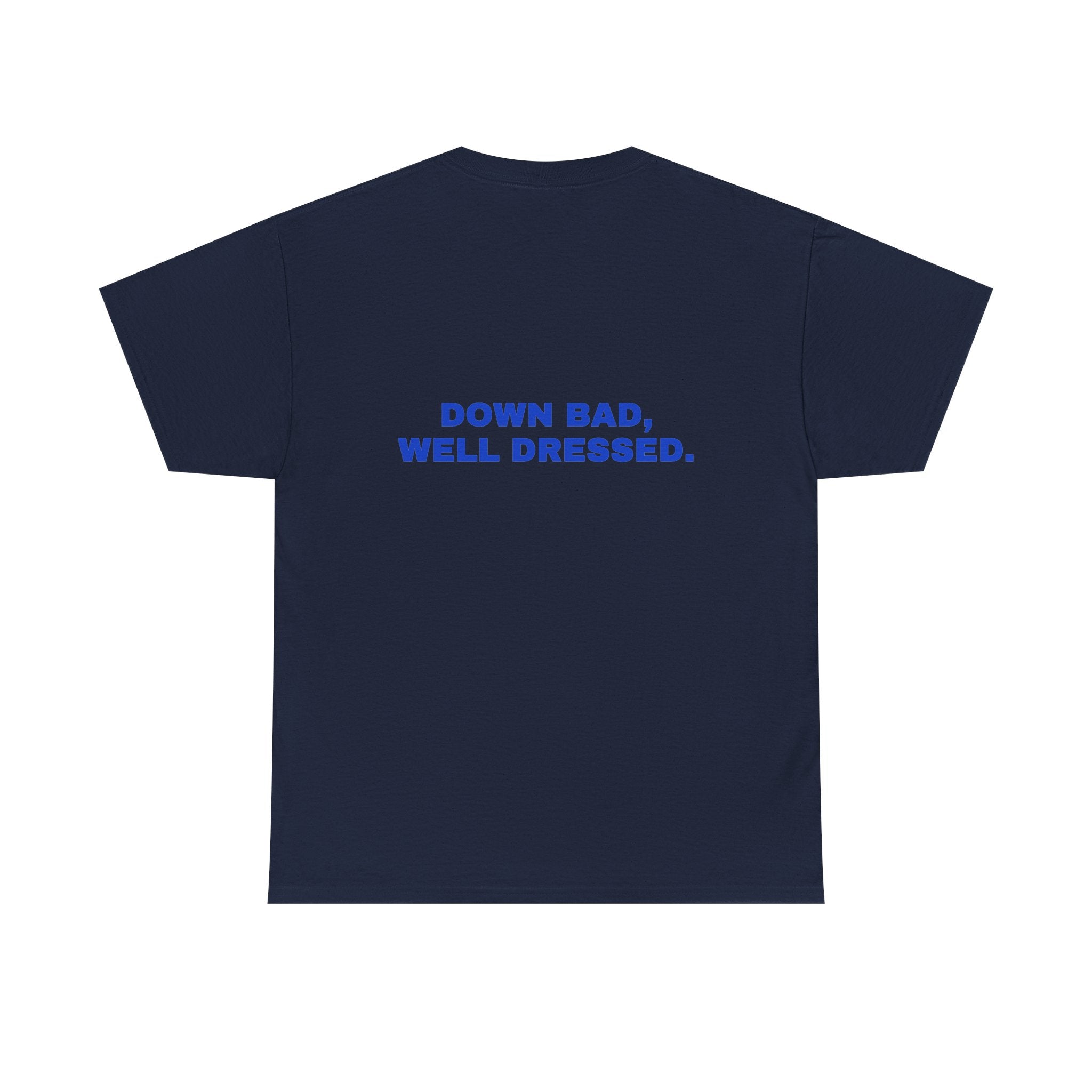 Down bad, well dressed. Cobalt print (dark)