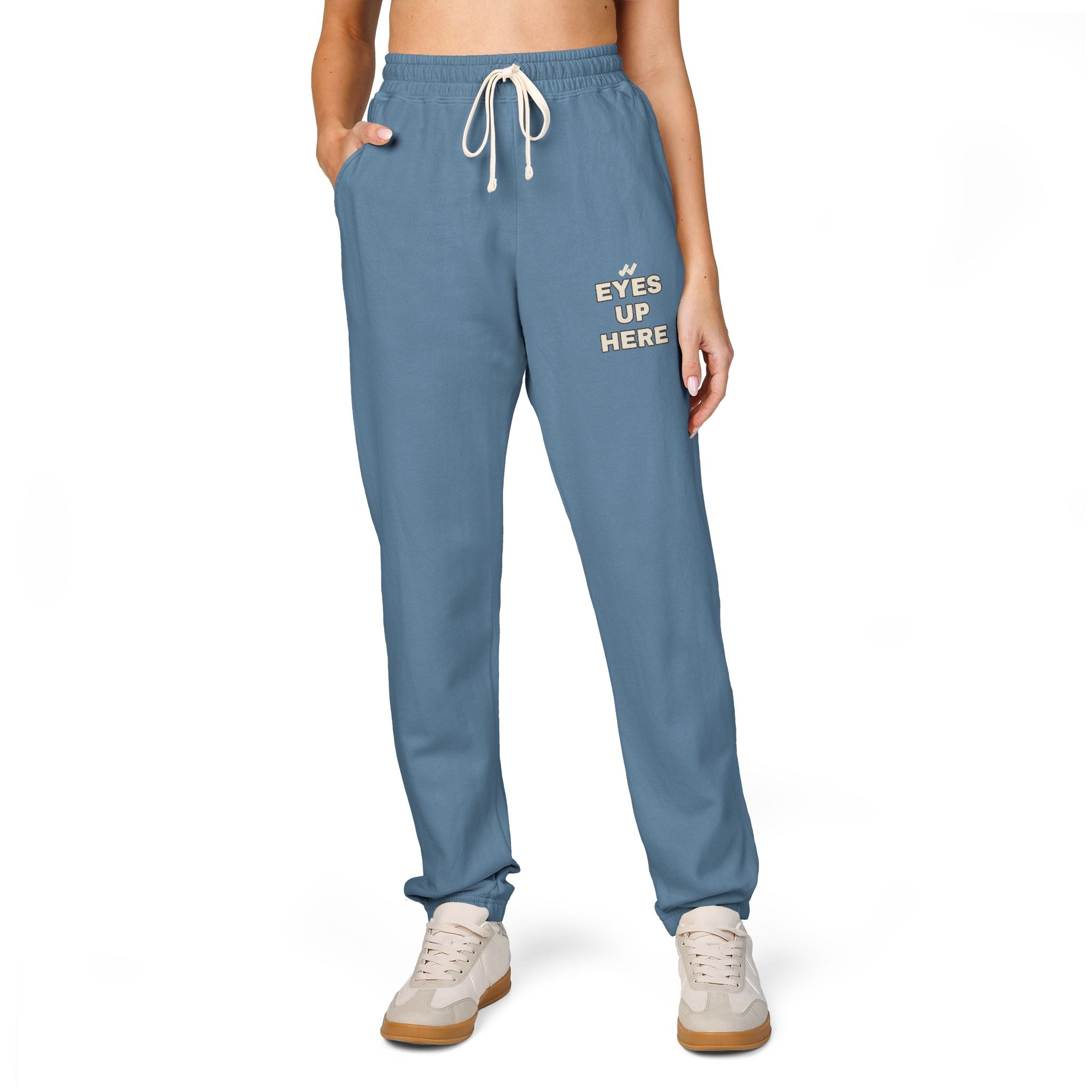 Eyes Up Here Sweatpants - Comfort Colors Garment-Dyed Fleece, Funny Flirty Joggers | Seen Zoned