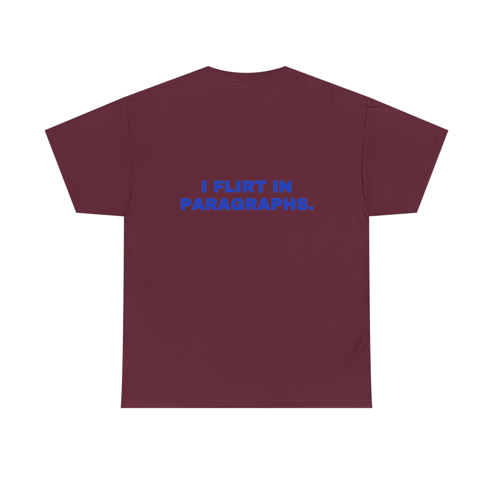 I flirt in paragraphs. Cobalt print (dark)