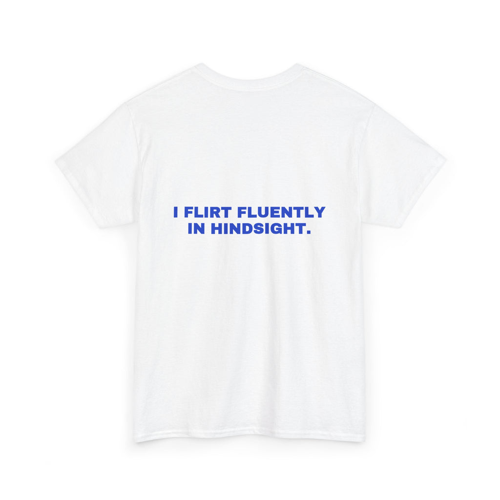 I flirt fluently in hindsight. Cobalt print
