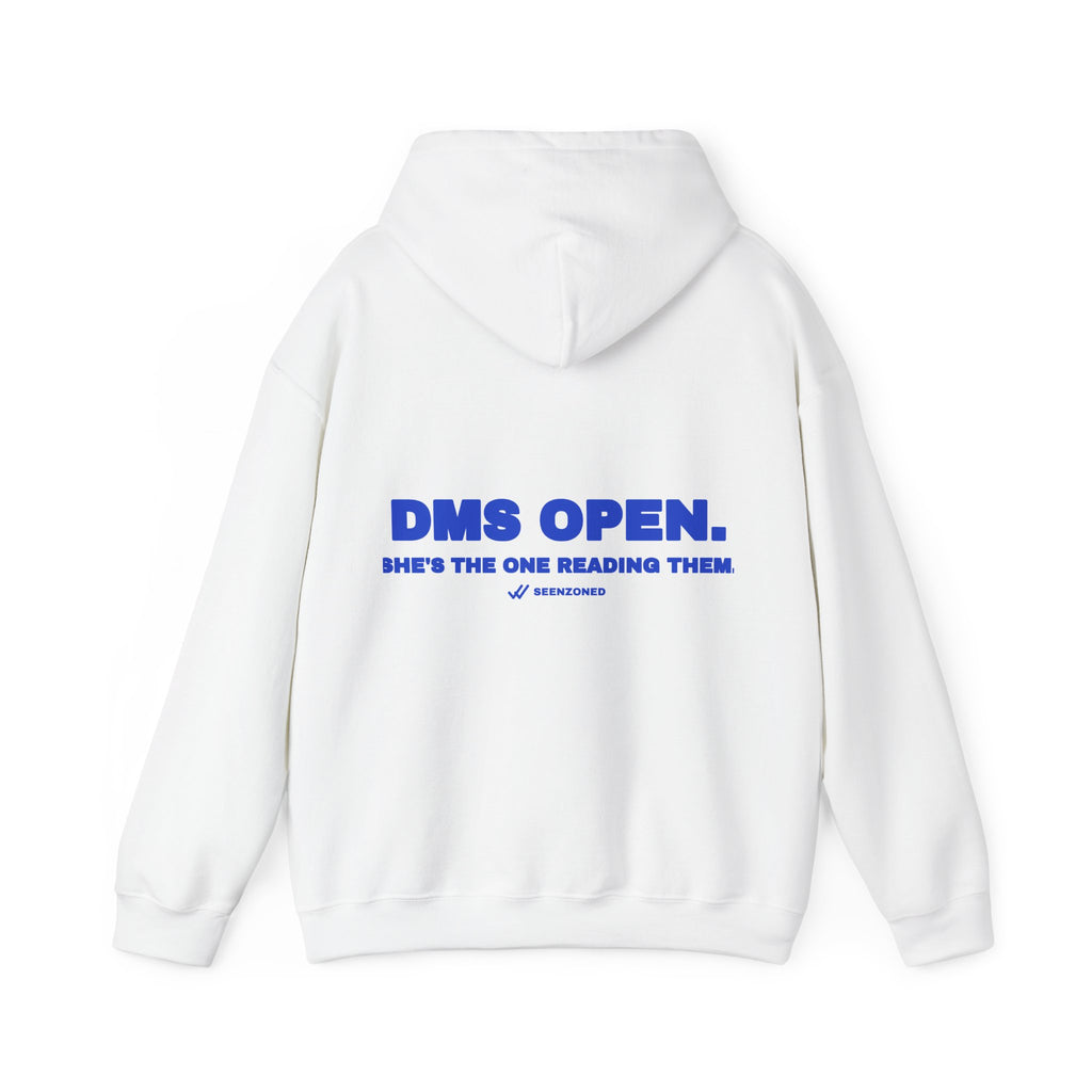 DMs open. She's the one reading them. Hoodie · Cobalt