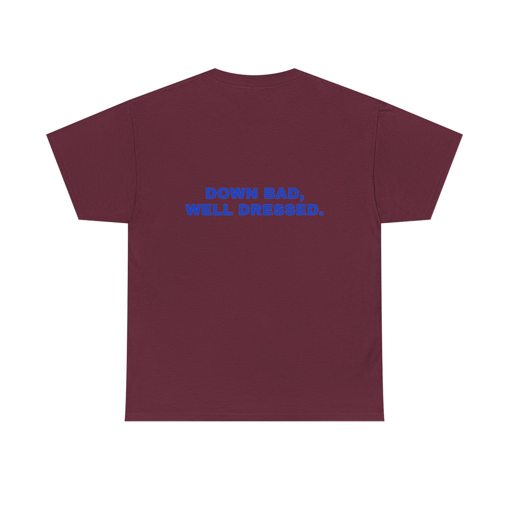 Down bad, well dressed. Cobalt print (dark)