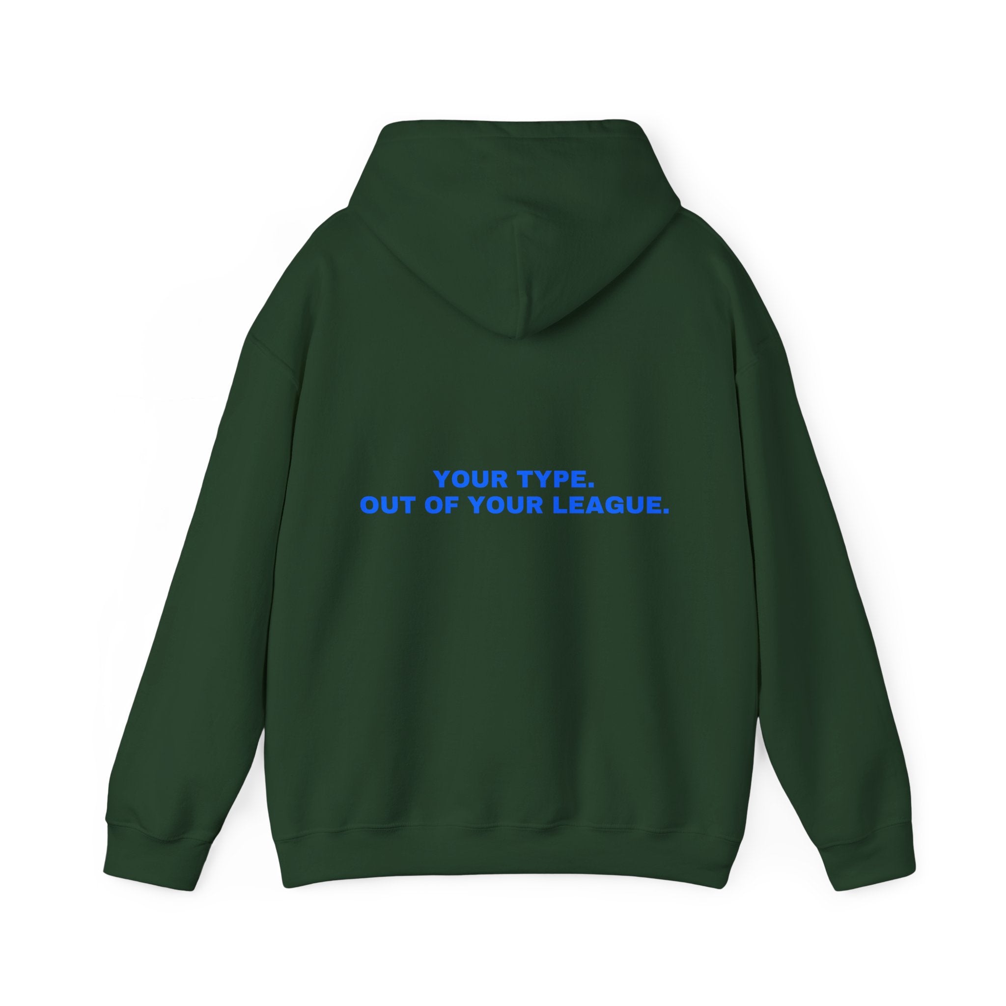 Your type. Out of your league. Statement Hoodie - Funny Flirty Dating Gift, Gen-Z Read-Receipt Humor | Seen Zoned