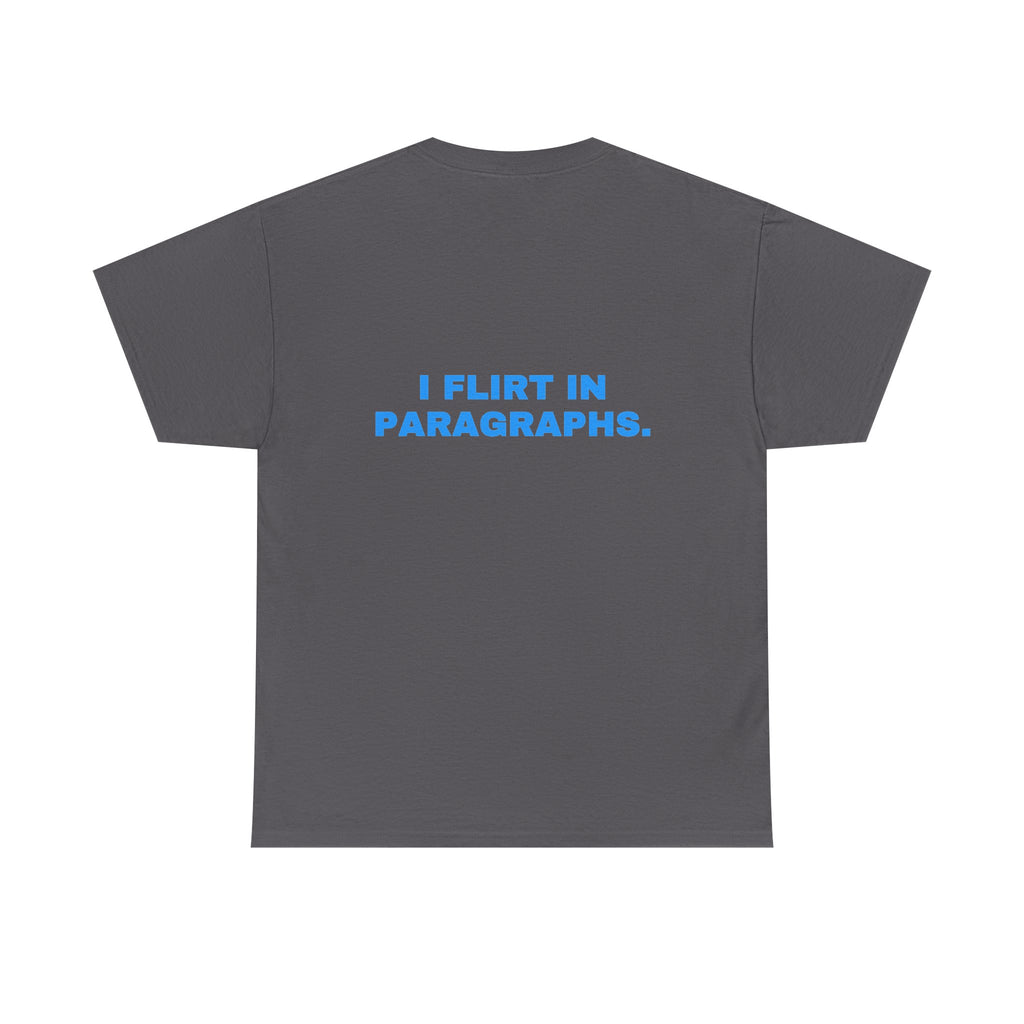I flirt in paragraphs. Sky print (dark)