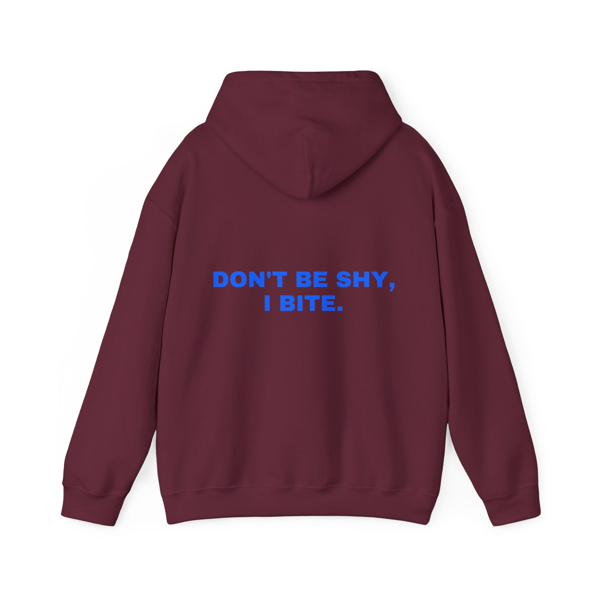 Don't be shy, I bite. Statement Hoodie - Funny Flirty Dating Gift, Gen-Z Read-Receipt Humor | Seen Zoned