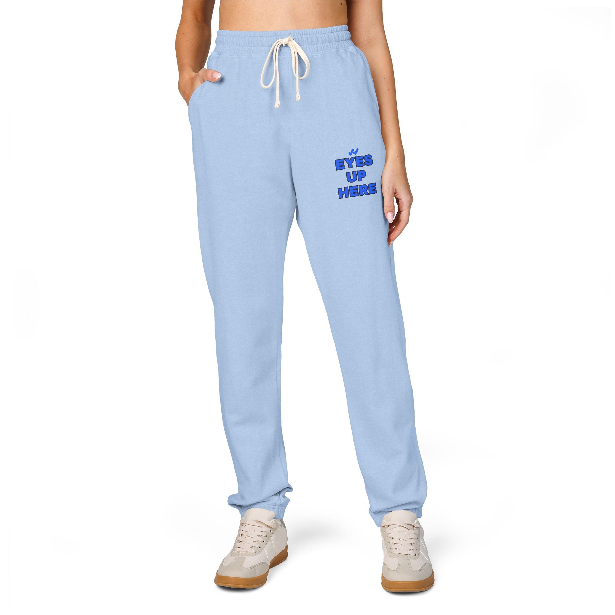 Eyes Up Here Sweatpants - Comfort Colors Garment-Dyed Fleece, Funny Flirty Joggers | Seen Zoned