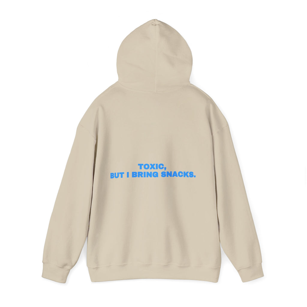 Toxic, but I bring snacks. Hoodie · Sky