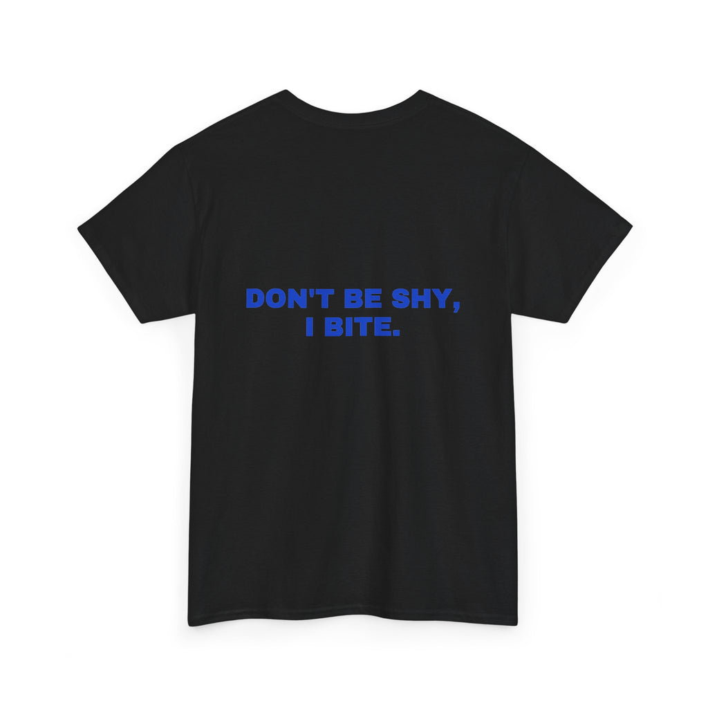 Don't be shy, I bite. Cobalt print (dark)