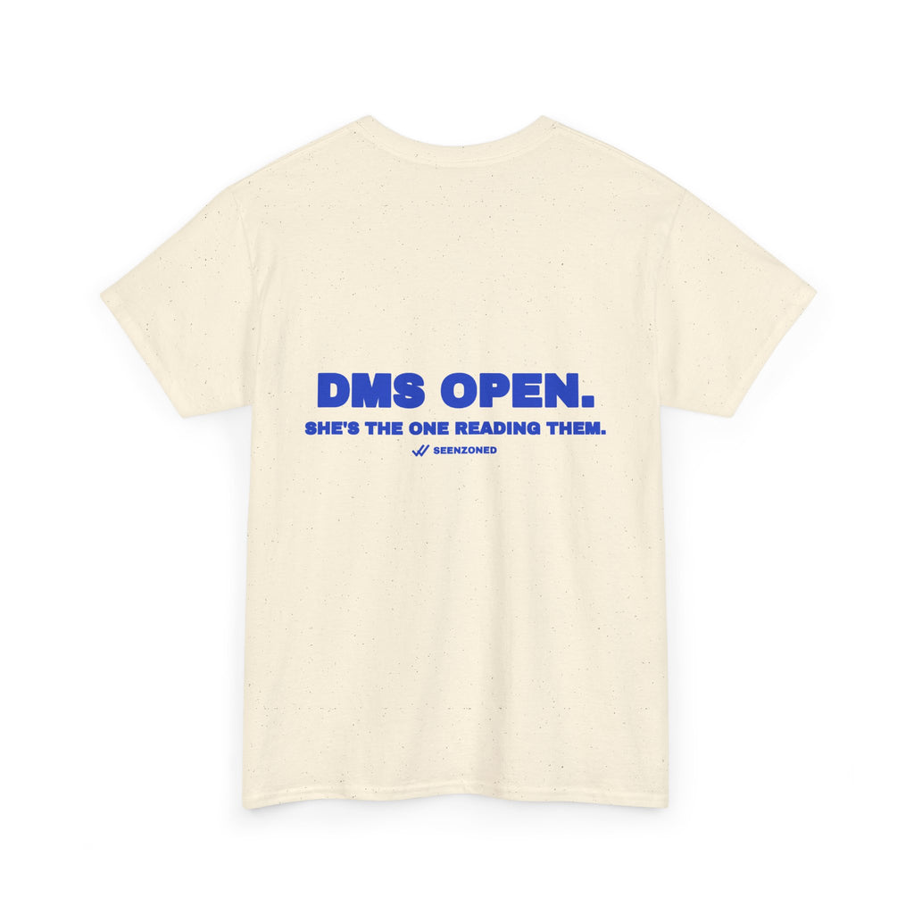 DMs open. She's the one reading them. Tee · Cobalt