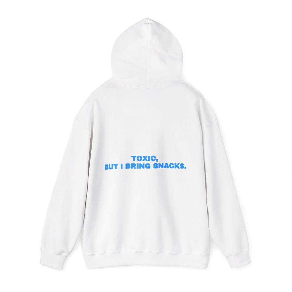 Toxic, but I bring snacks. Hoodie · Sky