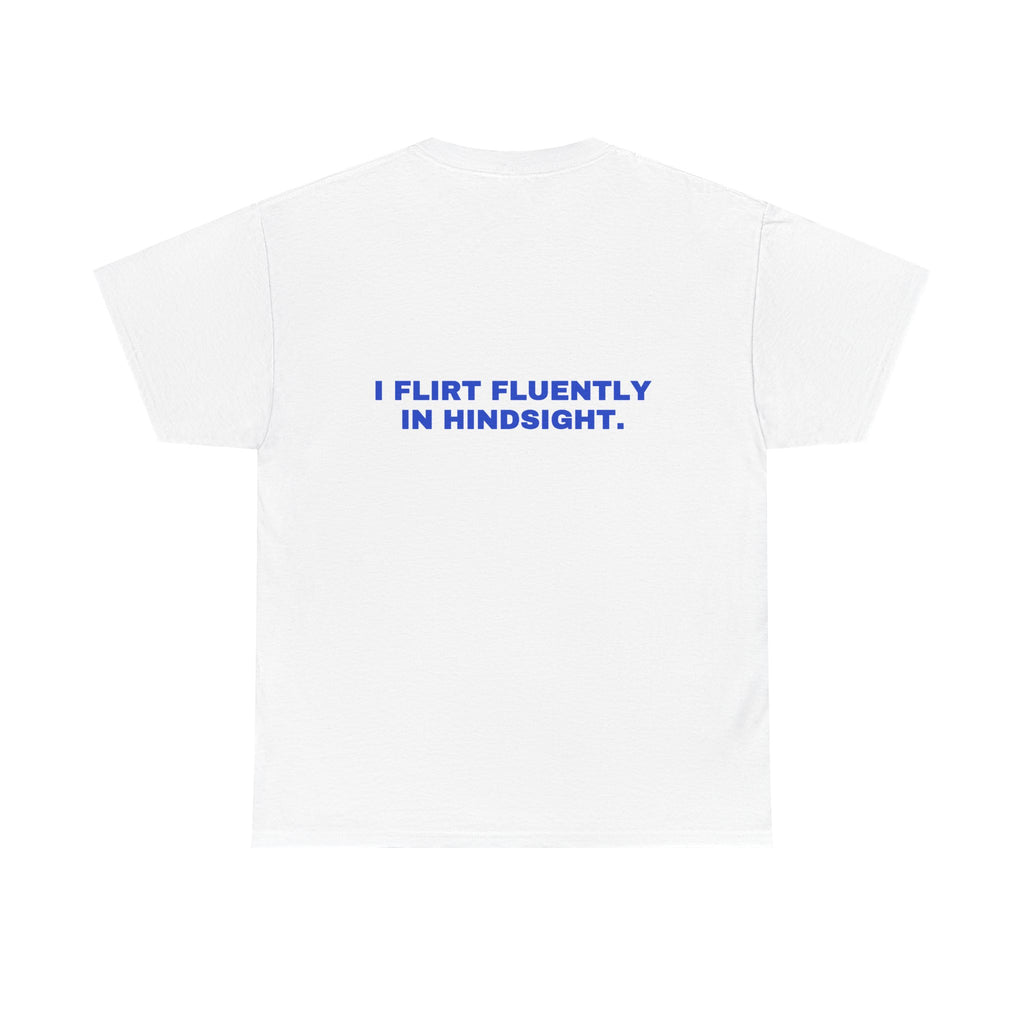 I flirt fluently in hindsight. Cobalt print