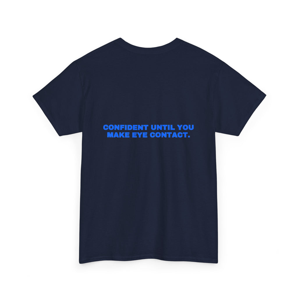 Confident until you make eye contact. Royal print (dark)