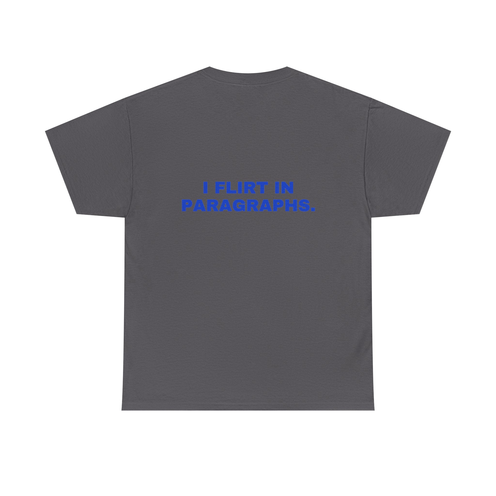 I flirt in paragraphs. Cobalt print (dark)
