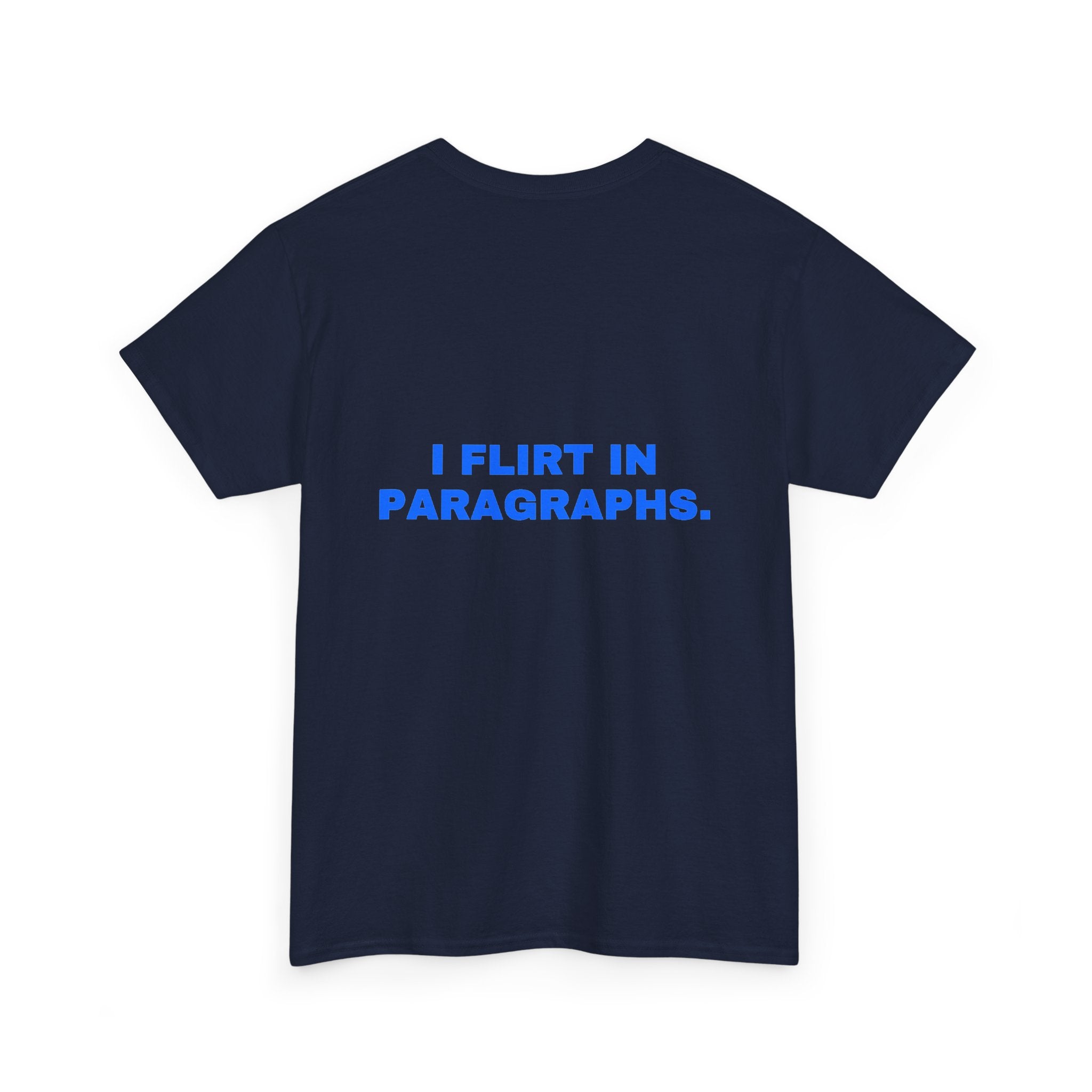 I flirt in paragraphs. Royal print (dark)