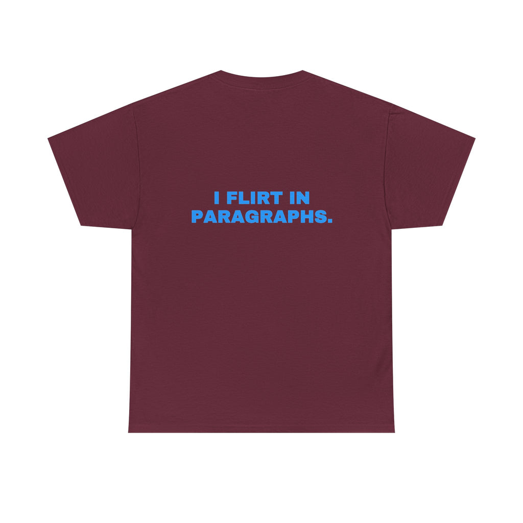 I flirt in paragraphs. Sky print (dark)