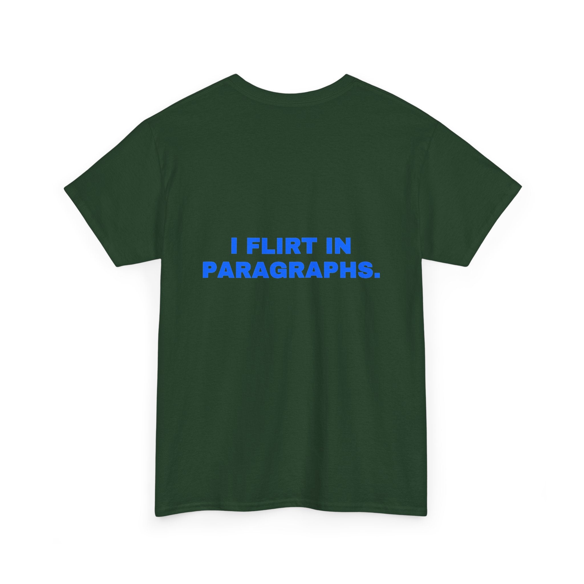 I flirt in paragraphs. Royal print (dark)