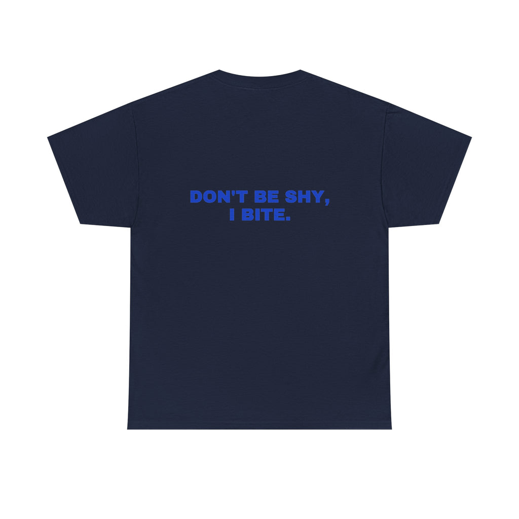 Don't be shy, I bite. Cobalt print (dark)