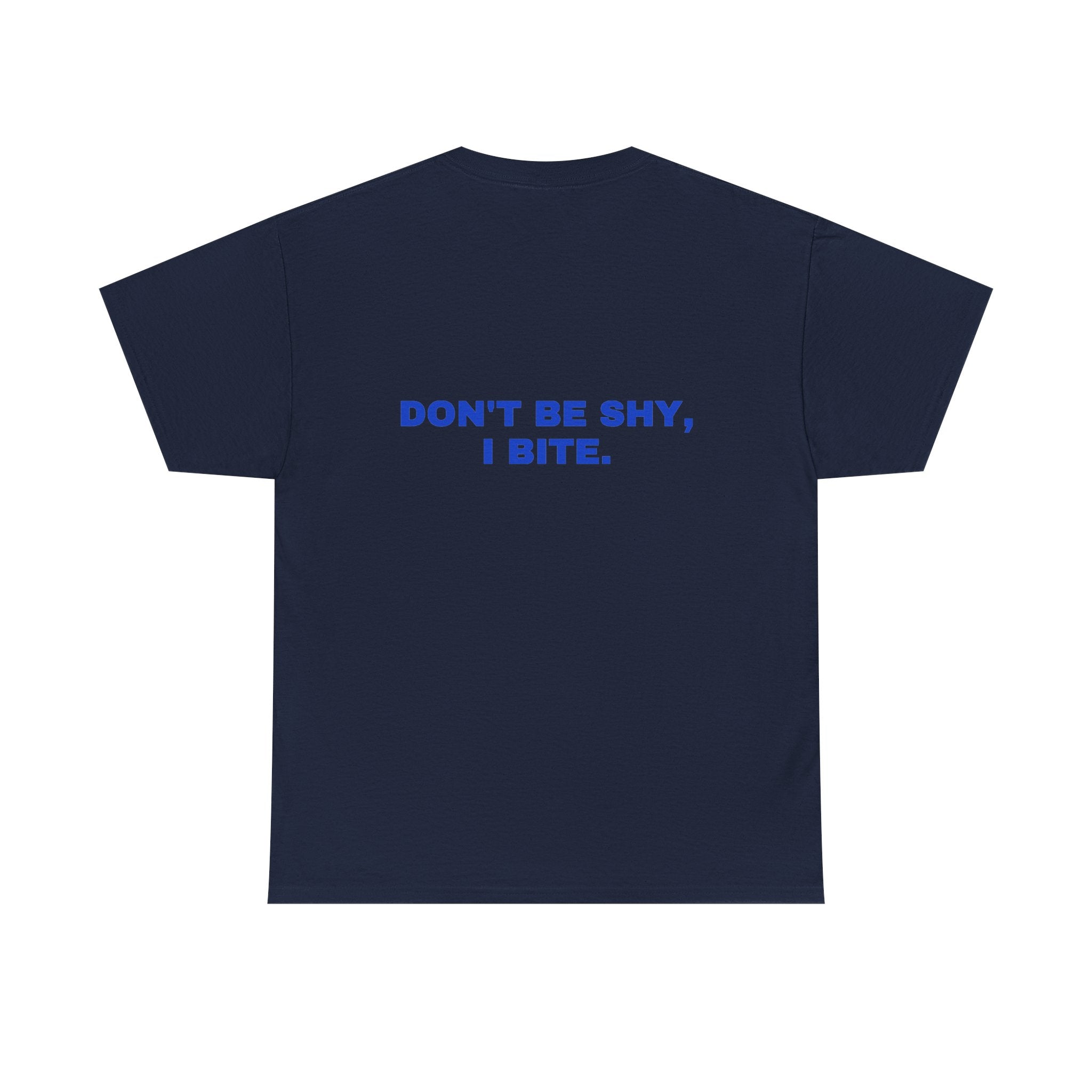 Don't be shy, I bite. Cobalt print (dark)