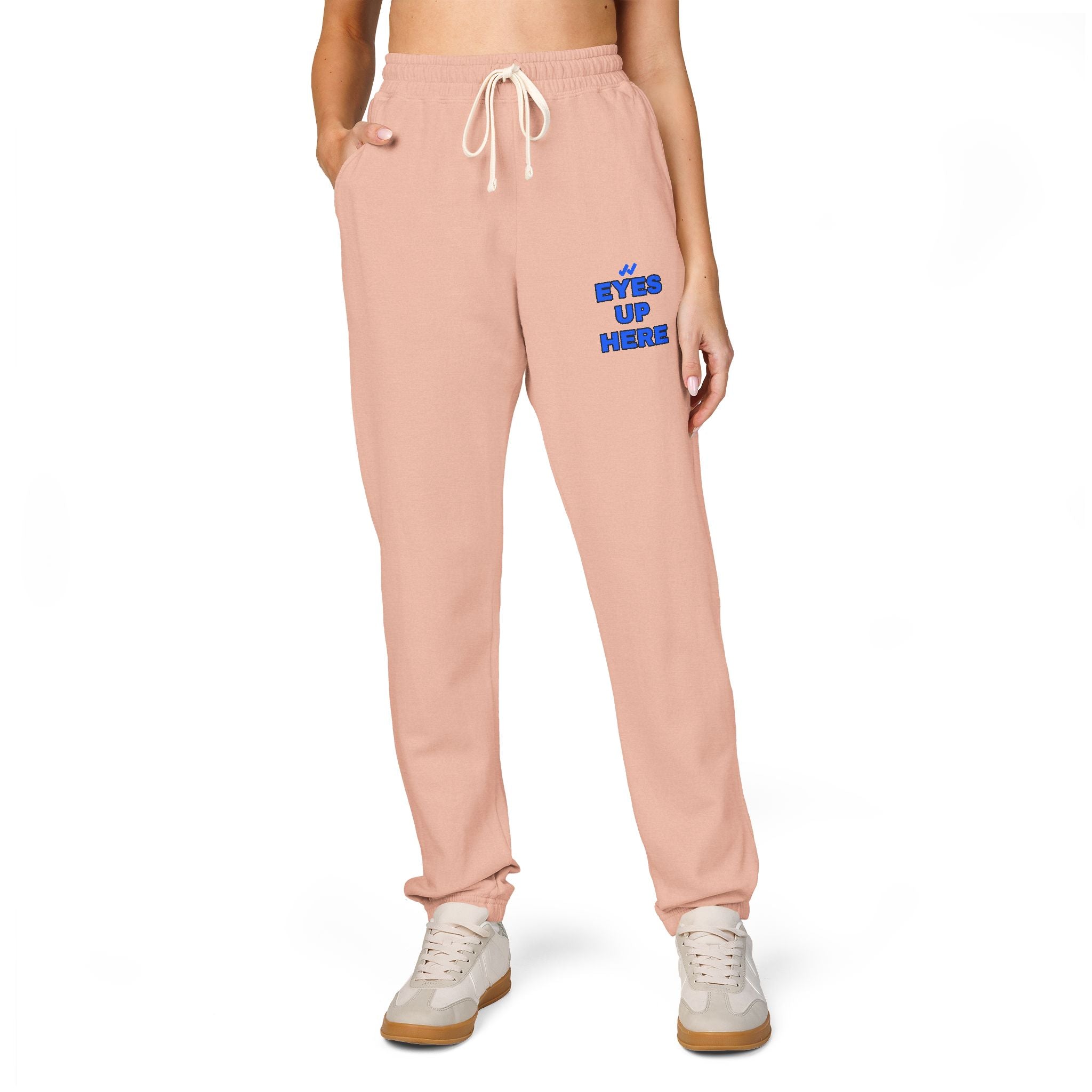 Eyes Up Here Sweatpants - Comfort Colors Garment-Dyed Fleece, Funny Flirty Joggers | Seen Zoned