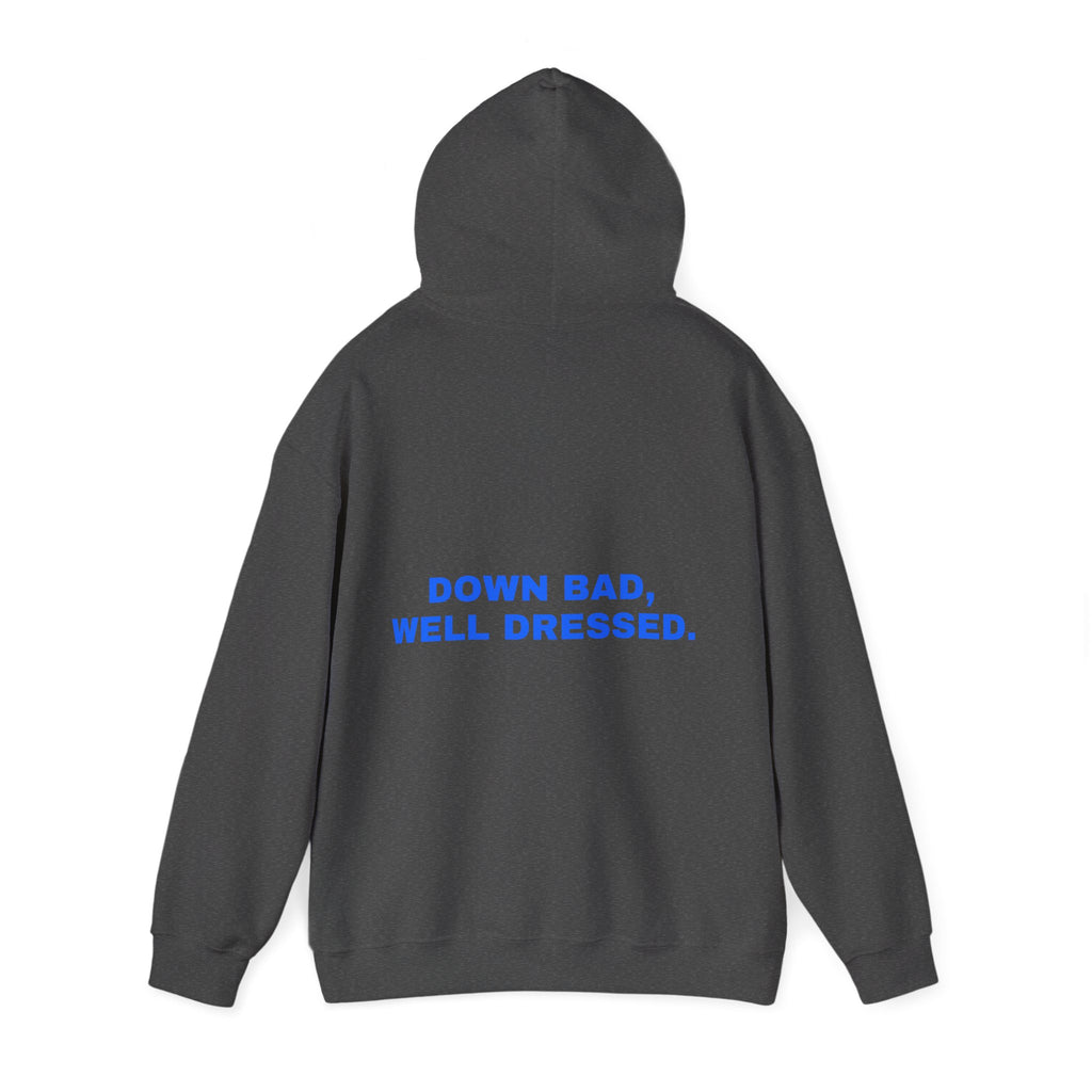 Down bad, well dressed. Statement Hoodie - Funny Flirty Dating Gift, Gen-Z Read-Receipt Humor | Seen Zoned