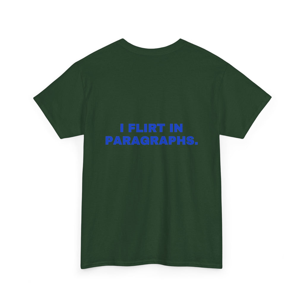I flirt in paragraphs. Cobalt print (dark)