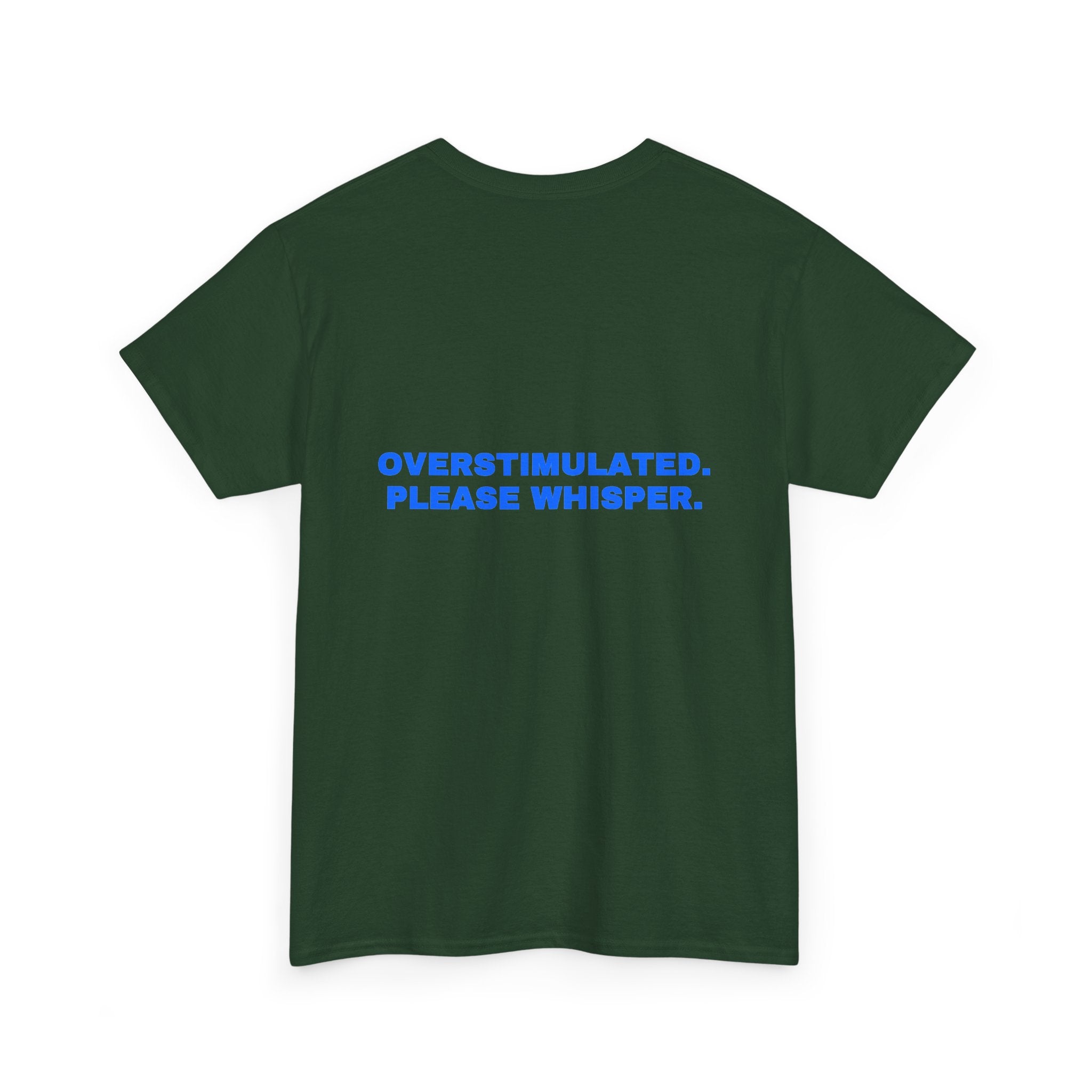Overstimulated. Please whisper. Royal print (dark)
