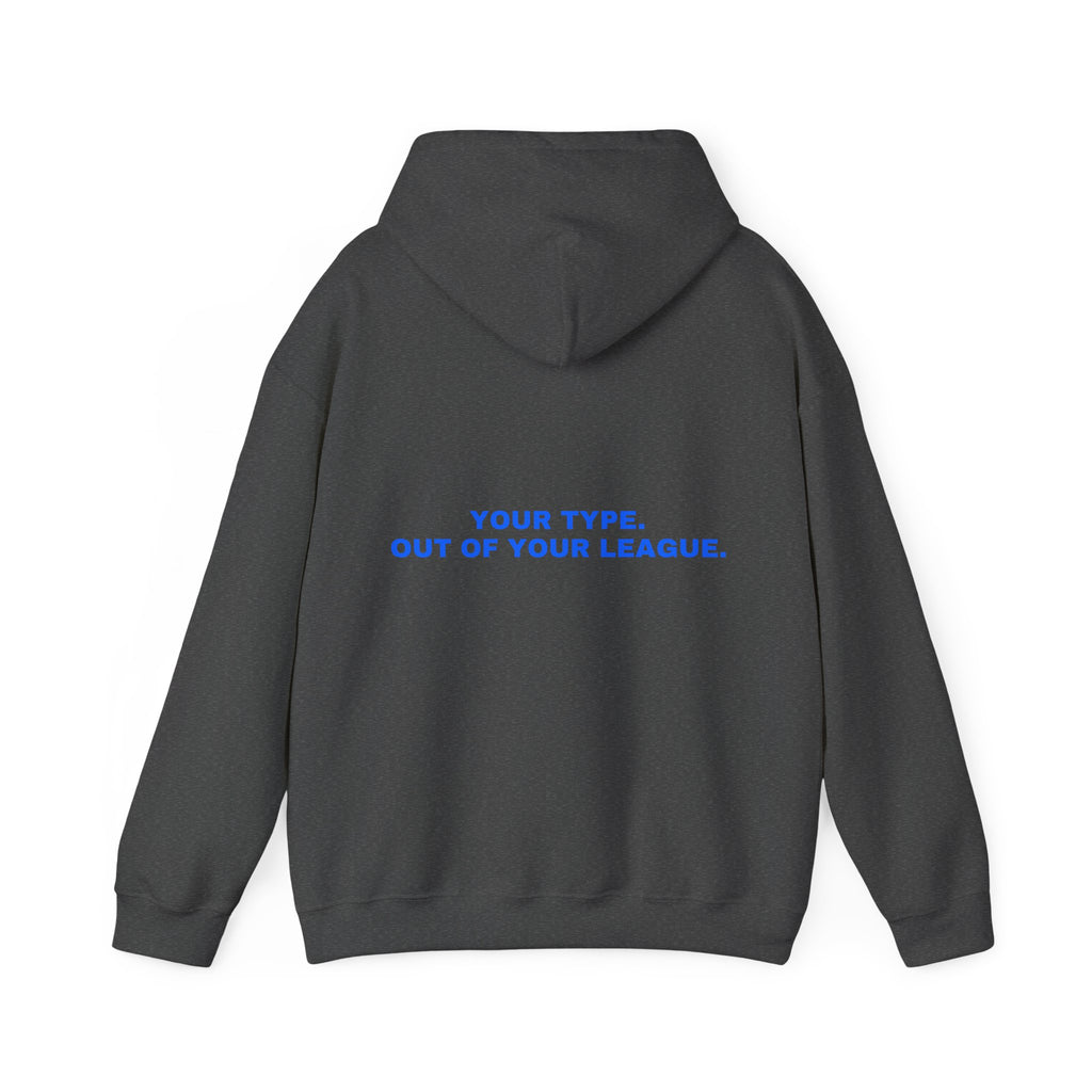 Your type. Out of your league. Statement Hoodie - Funny Flirty Dating Gift, Gen-Z Read-Receipt Humor | Seen Zoned