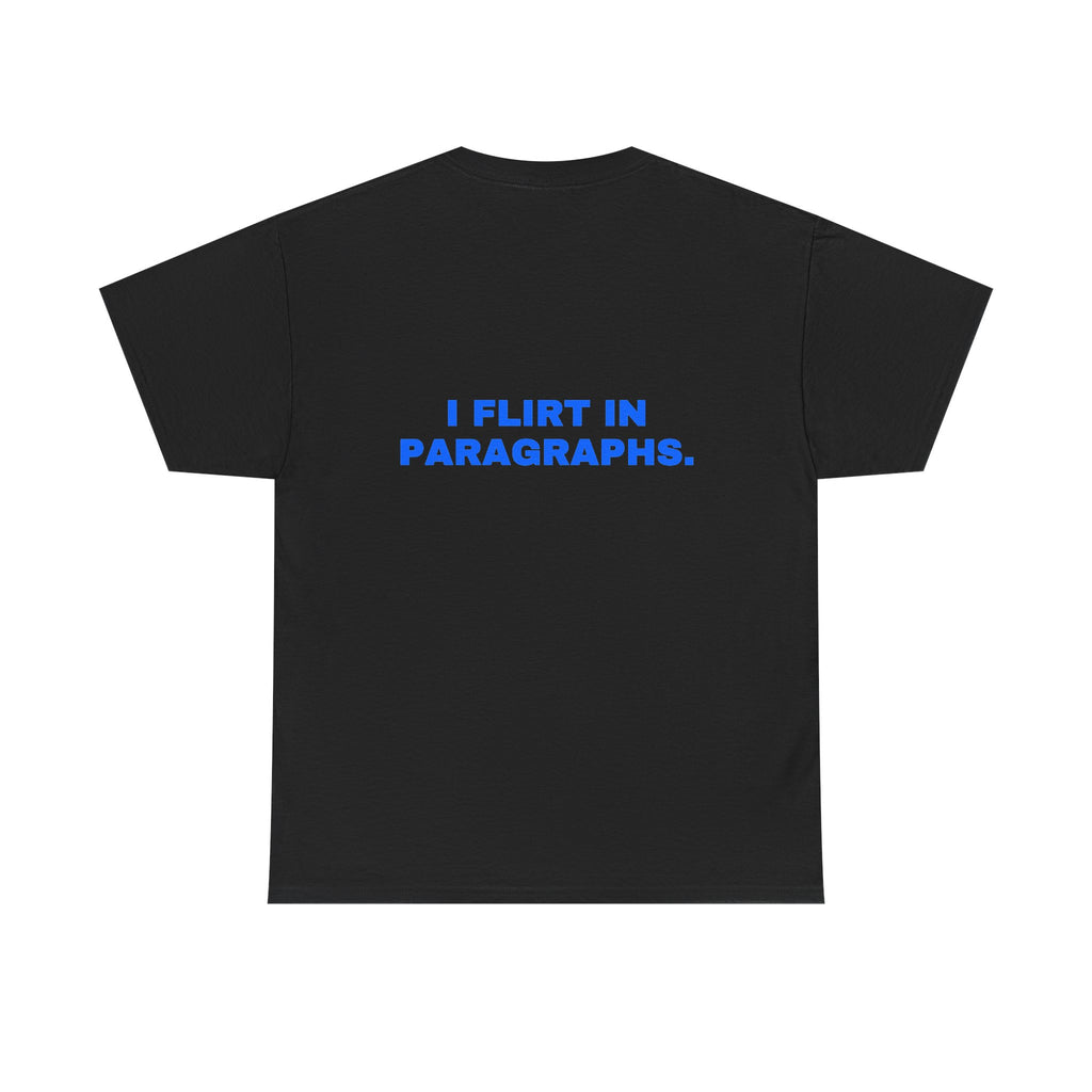 I flirt in paragraphs. Royal print (dark)
