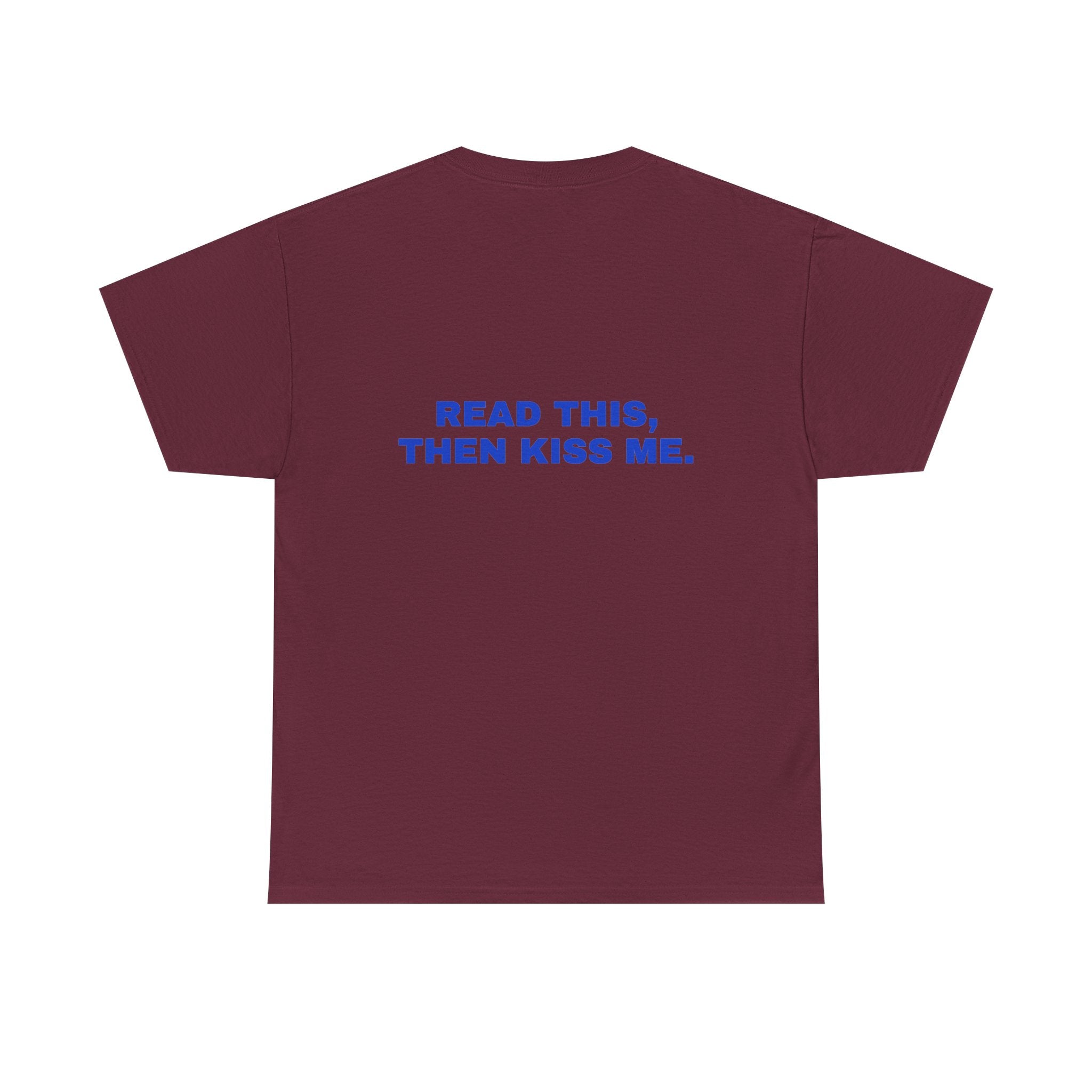Read this, then kiss me. Cobalt print (dark)