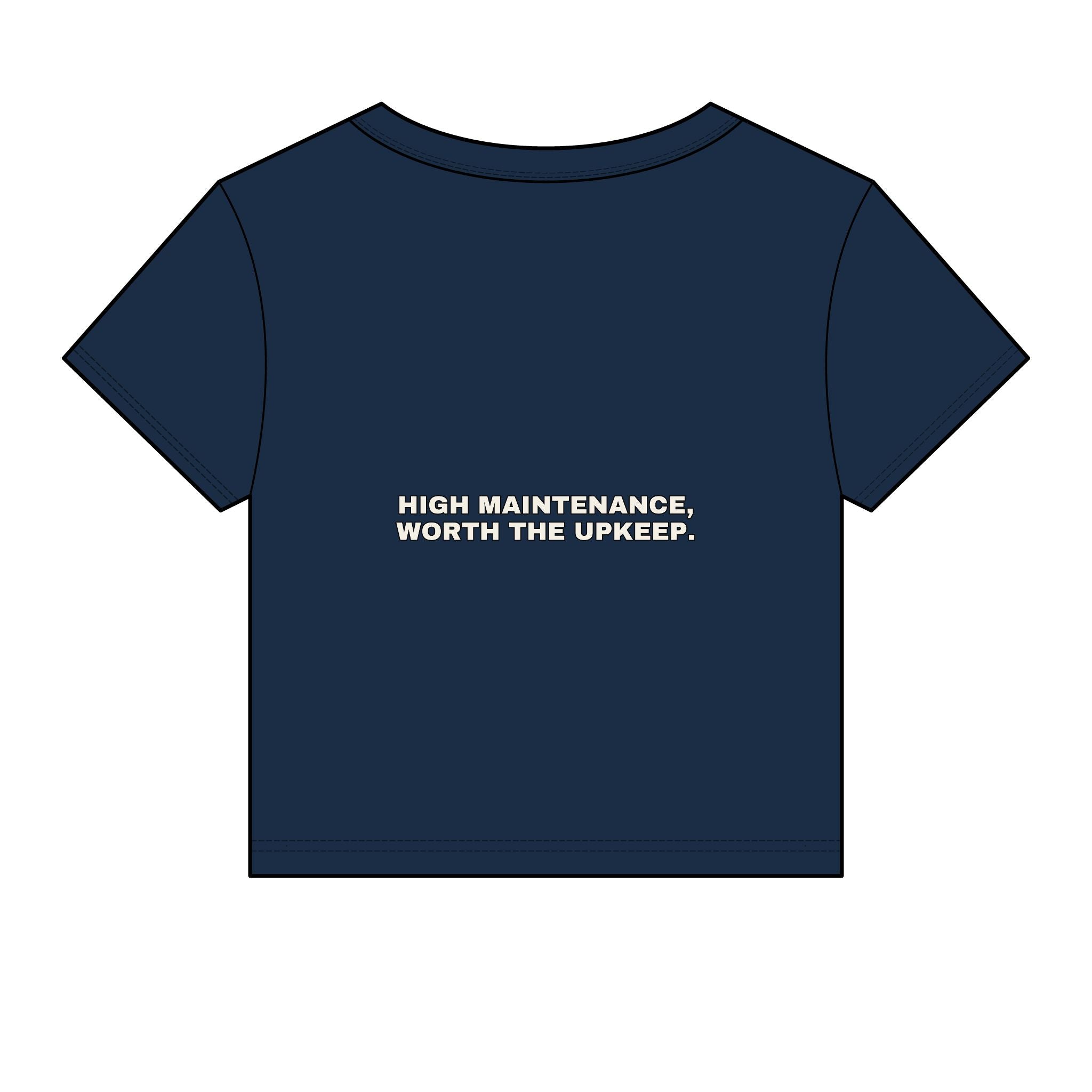 High maintenance, worth the upkeep. Statement Baby Tee - Funny Flirty Dating Gift for Her | Seen Zoned