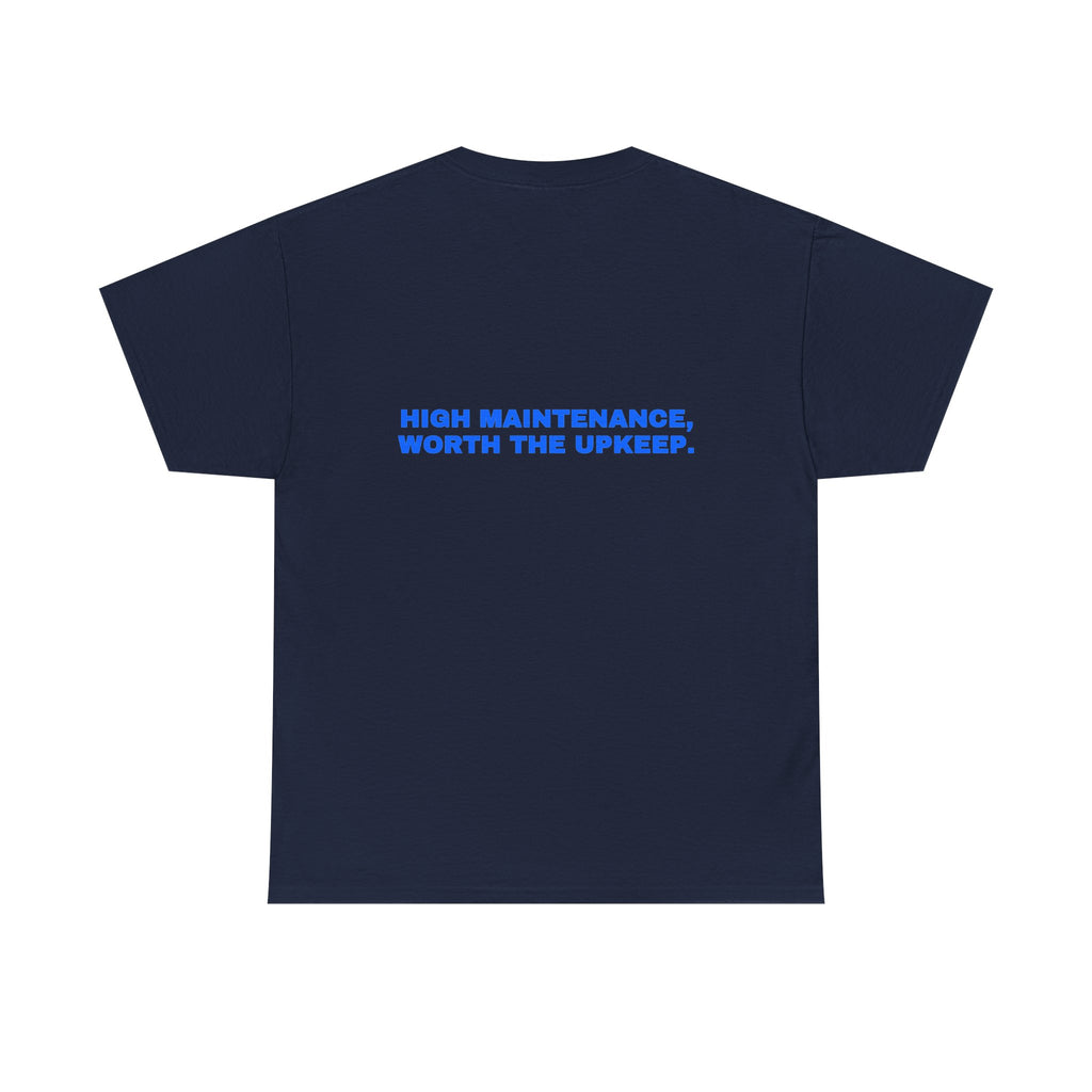 High maintenance, worth the upkeep. Royal print (dark)