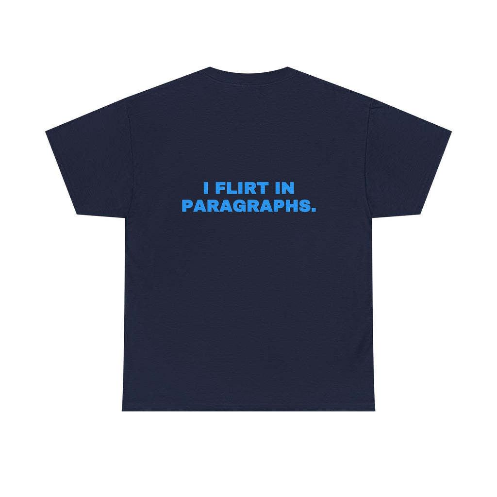I flirt in paragraphs. Sky print (dark)