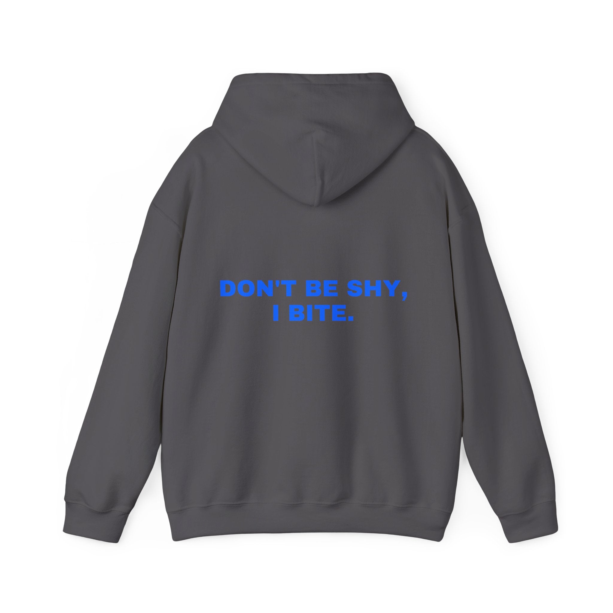 Don't be shy, I bite. Statement Hoodie - Funny Flirty Dating Gift, Gen-Z Read-Receipt Humor | Seen Zoned