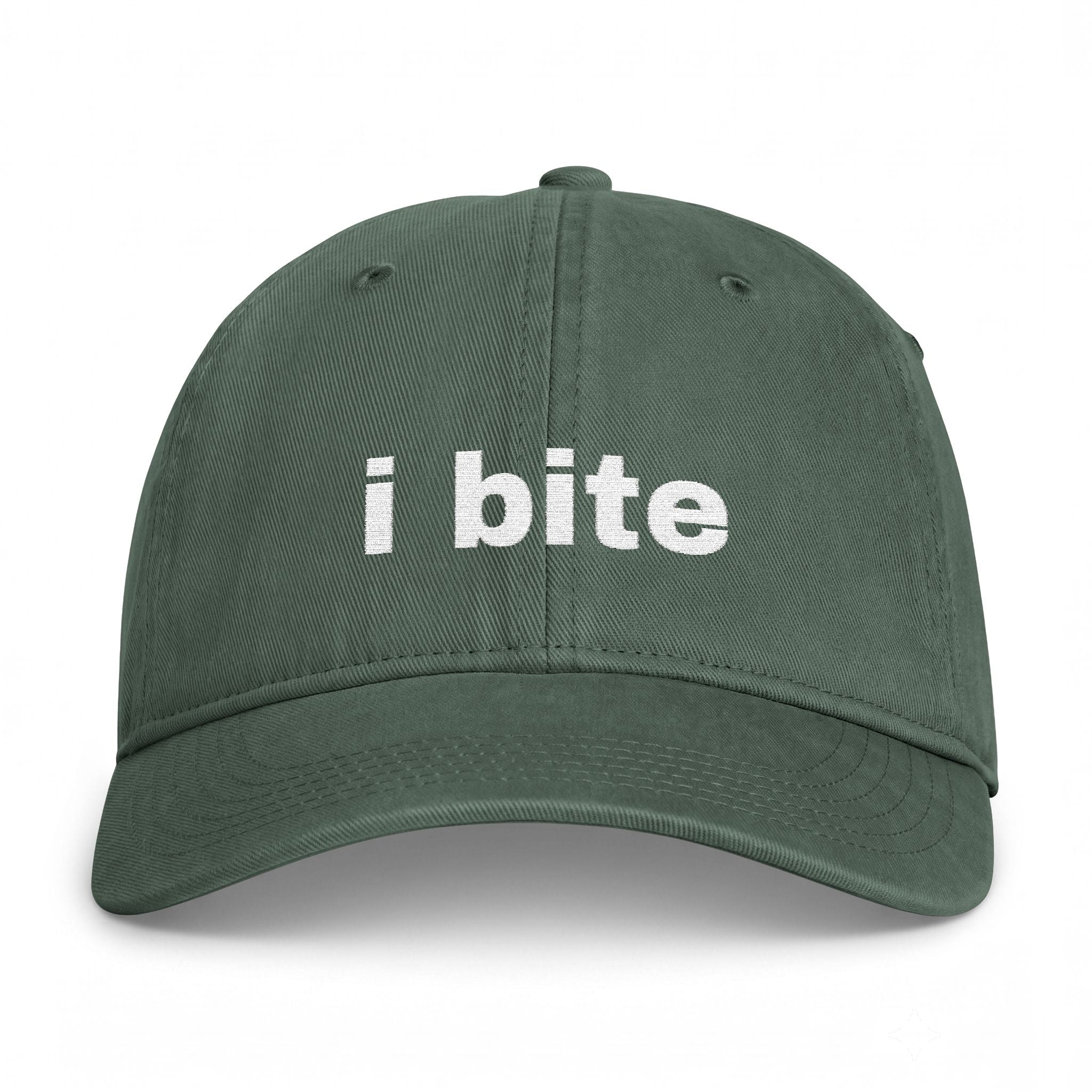 I Bite Embroidered Cap - Comfort Colors Garment-Washed Dad Hat | Seen Zoned