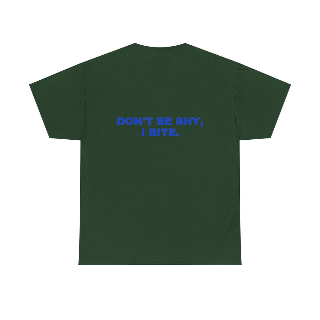 Don't be shy, I bite. Cobalt print (dark)